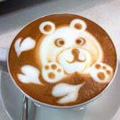 Рисунки на кофе. Медведь