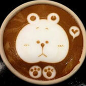 Рисунки на кофе. Еще медведь