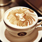 Рисунки на кофе. Лев
